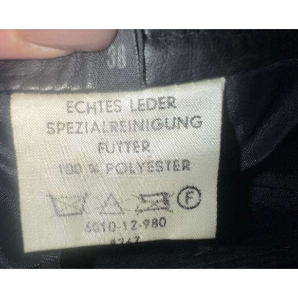 German Made Dark Navy Leather Fully Lined High Rise Pants Sz 29” x 31” - Picture 7 of 7